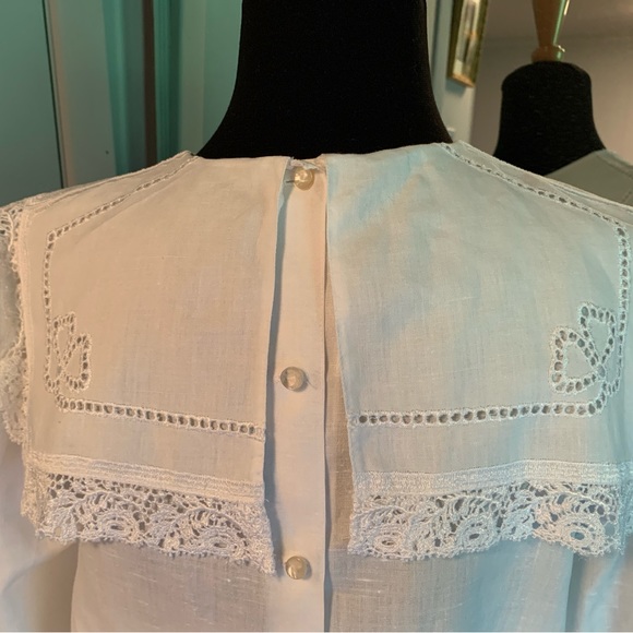 Vintage crisp linen pilgrim collar blouse - Picture 5 of 8